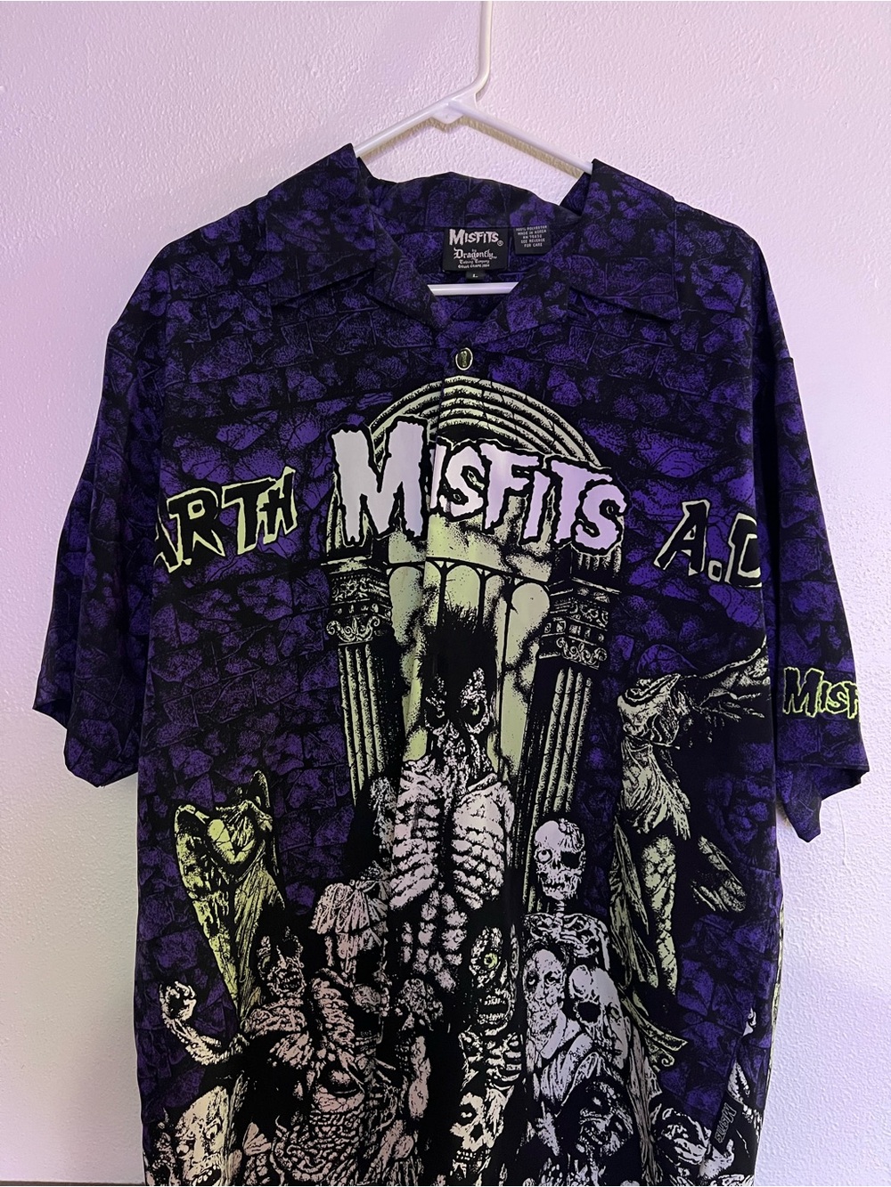 Misfits Purple Graphic Casual Button-Down Shirt